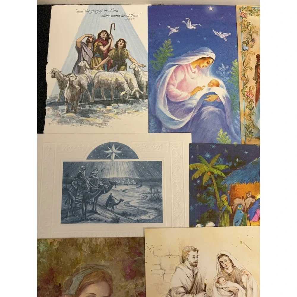 Vintage Christmas Cards Fronts ONLY Nativity Scrapbooking Crafts Lot of 50+